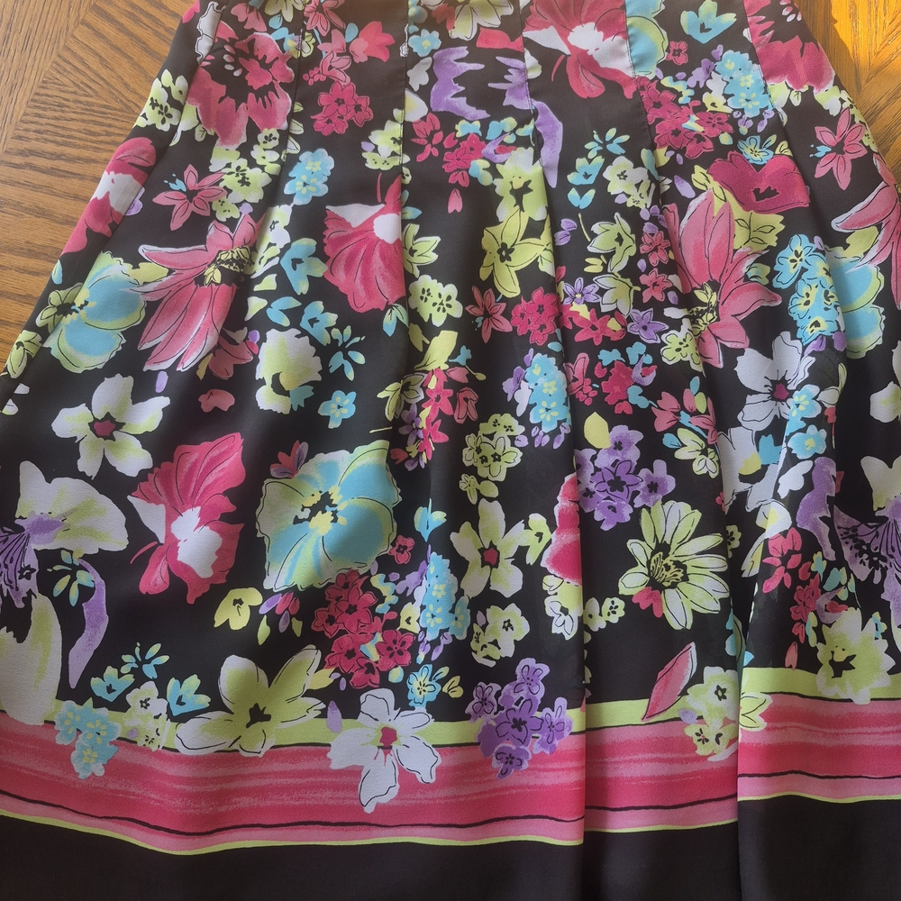 Sag Harbor Black Skirt with Vibrant Floral Design